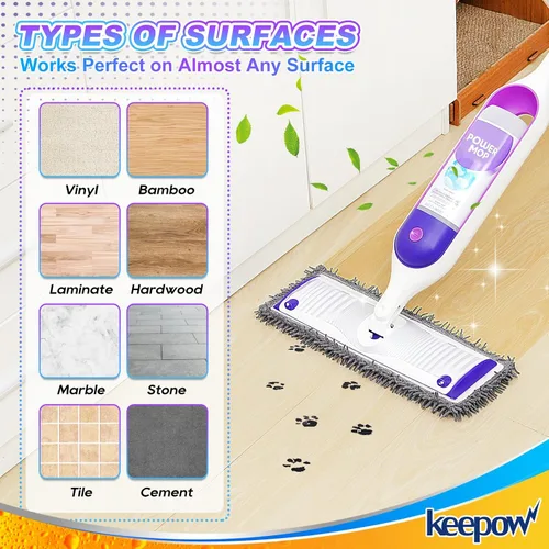 Miniatura 5 de KEEPOW Almohadillas de microfibra reutilizables para mopa Swiffer Powermop, paquete de 2, almohadillas de mopa eléctrica para trapeador de 13 a 15