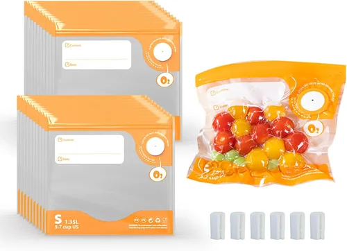 Miniatura 8 de Bolsas Sous Vide Reutilizables, Bolsa Selladora al Vacío para Alimentos Sin BPA, Bolsa con Cremallera al Vacío, 20 bolsas de almacenamiento
