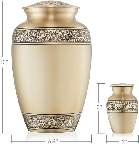 Miniatura 5 de Reminded Juego de 5 urnas de cremación floral para cenizas humanas, 1 adulto + 4 tamaño de símbolo de recuerdo, dorado