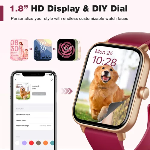 Miniatura 3 de Fitpolo Reloj inteligente para mujer, pantalla táctil de 1.8 pulgadas, llamada Bluetooth, Alexa integrado, monitor SpO2 de frecuencia cardíaca 24/7
