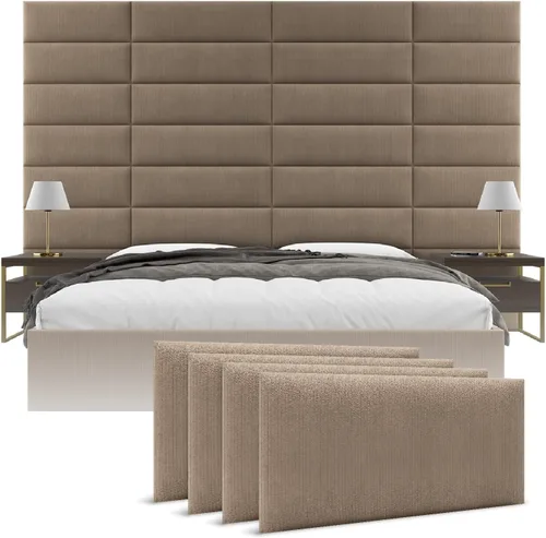 Miniatura 38 de Cabeceras tapizadas Vänt - Paneles de pared para montar en la pared tamaño Queen/Full - Champán neutro metálico - Juego de 4 paneles