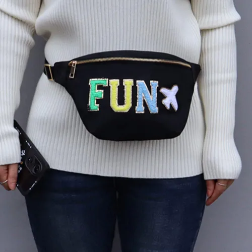 Miniatura 3 de YogoRun Riñonera Bolso de la correa de las mujeres para los hombres Nylon, Negro-Fun, Moda