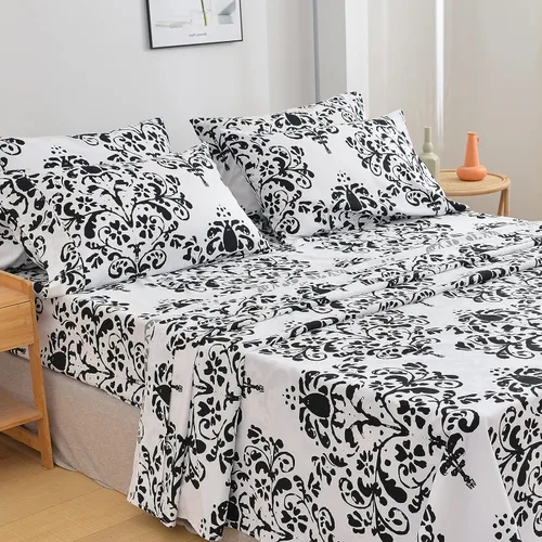 Miniatura 7 de American Home Collection - Juego de sábanas y fundas de almohada estampadas de 6 piezas, con 14 pulgadas de caída; sábanas de microfibra con doble