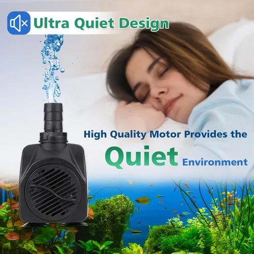 Miniatura 6 de Bomba de agua sumergible de 550 GPH (2000 L/H 30 W), bomba de fuente ajustable ultra silenciosa con 4 boquillas de elevación de 7.2 pies de alto