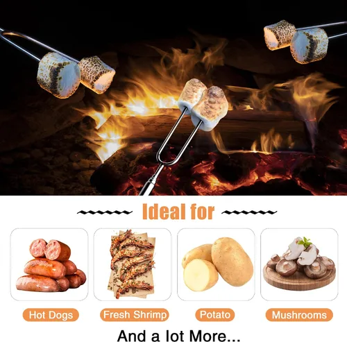 Miniatura 5 de BRIOUT - Palos para asar malvaviscos - Palitos para s'mores para fogata - Brochetas para hot dog y malvaviscos para fogata de camping - Tenedores