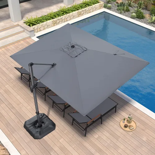 Miniatura 117 de PURPLE LEAF Sombrilla de Patio de 8 Pies para Exteriores Sombrilla Cantilever Cuadrada de Aluminio Sombrilla Offset con Rotación de 360 Grados