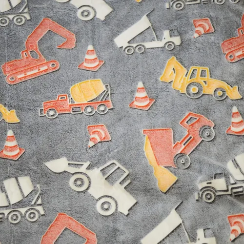Miniatura 9 de Manta de camión de construcción que brilla en la oscuridad, manta luminosa de tractor para niños, manta de excavadora de camión volquete de felpa