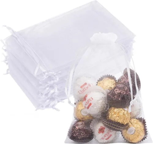 Miniatura 17 de Bolsas de organza de 3x4 pulgadas, 50 paquetes de pequeñas bolsas de regalo de malla con cordón, bolsas de muestra para fiesta, boda, baby shower