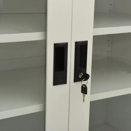 Miniatura 7 de Armario de oficina, gabinete de acero, armario de almacenamiento de acero con ajustable, gabinete para oficina, garaje, cocina, gris claro, 35.4 x