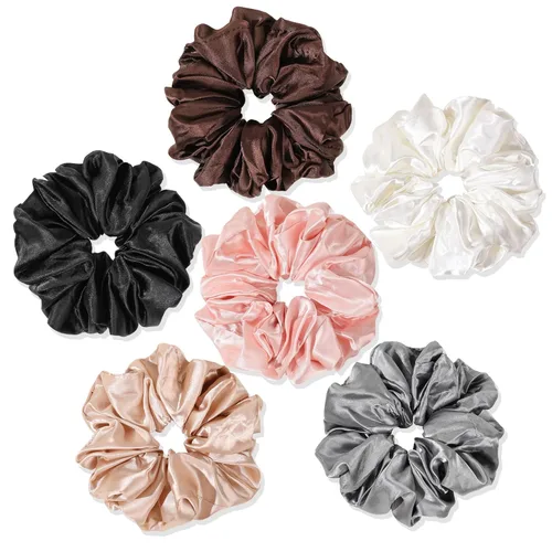 Miniatura 15 de Coleteros Negros para el Cabello para Mujeres - Coleteros Grandes de Satén Extra Grandes Jumbo Gigantes de Gran Tamaño Lindos para Cabello Rizado