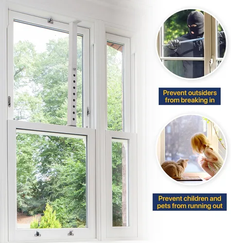Miniatura 4 de ZhouDaShu Barra corta de bloqueo de ventana ajustable de 4 piezas, barras de seguridad de CA para seguridad infantil, topes de ventana para pequeñas