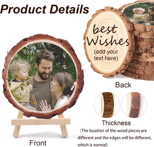 Miniatura 2 de Marco de fotos personalizado, impresión de fotos personalizada en rodajas de madera, artesanía de madera con soporte, regalos de fotos