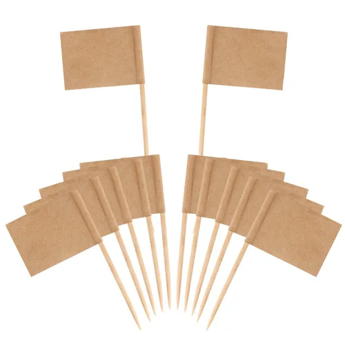 Senkary Paquete de 200 banderas en blanco para palillos de dientes, etiquetas de queso para tablero de embutidos, cupcakes, decoración de fiestas