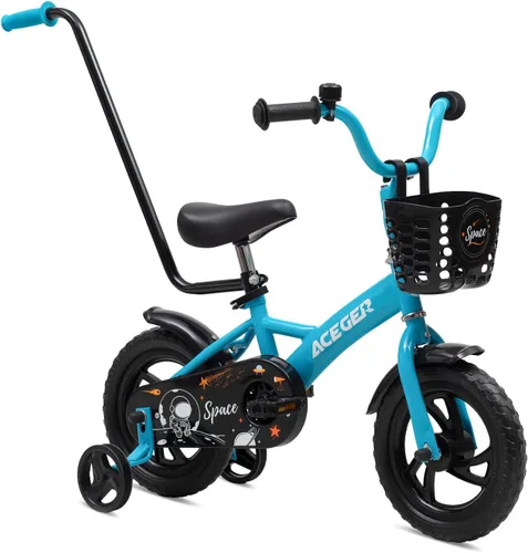 ACEGER Bicicleta de equilibrio de 12" para niños con canasta, bicicleta para niños pequeños para fortalecer las piernas y mejorar el equilibrio,