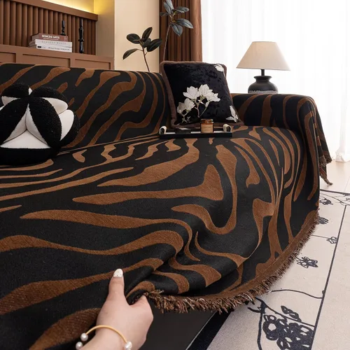 Miniatura 9 de ROOMLIFE Funda de sofá con estampado de leopardo para sofá de 3 plazas, lavable, protector de muebles para perros, funda de sofá suave