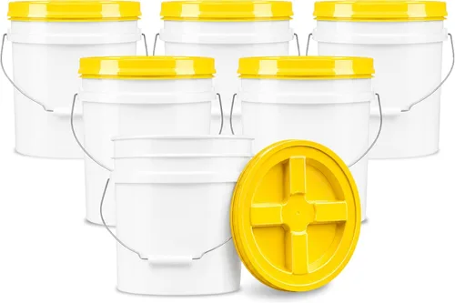 Miniatura 18 de ePackageSupply Cubo de 3.5 galones con tapa, cubo de grado alimenticio con tapa hermética de rosca con sello gamma hermético, plástico de Rojo