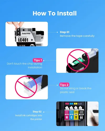 Miniatura 4 de Cartuchos de tinta compatibles de repuesto para impresoras de inyección de tinta Brother LC401 LC 401 para funcionar con impresoras de inyección