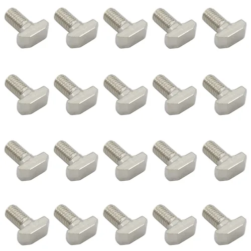 20 tornillos deslizantes de rosca M8 con ranura en T, acero al carbono, acero al carbono, niquelado, tornillos en forma de T para perfil de aluminio