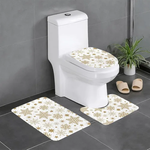 Miniatura 12 de Juego de 3 alfombras de baño con diseño de tulipanes rosados con fondo de madera, antideslizantes, con patrón de resorte, extra suaves y absorbentes