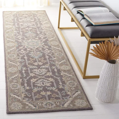 Miniatura 7 de SAFAVIEH Blossom Collection - Alfombra decorativa, 2 x 3 pies, gris oscuro y marrón claro, lana hecha a mano, ideal para zonas de alto tráfico