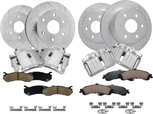 Miniatura 29 de Detroit Axle - Kit de freno delantero para Ford Explorer Mercury Mountaineer 2002-2005 Bujes de rodamiento de rueda perforados y ranurados rotores