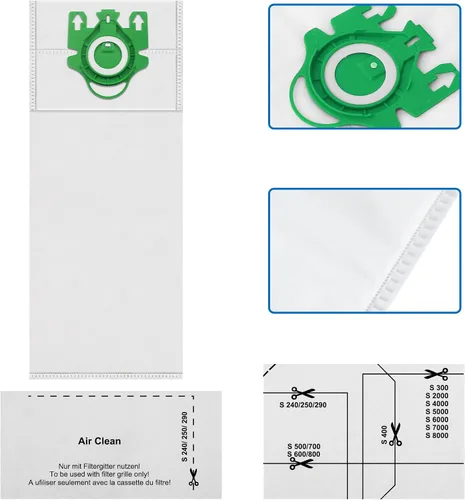 Miniatura 4 de Paquete de 12 bolsas de vacío tipo U compatibles con Miele S7000-S7999 vertical y dinámico Serie U1 AirClean 3D Aspiradora de eficiencia 3D, incluye
