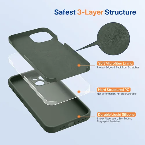 Miniatura 4 de Miracase Funda diseñada para iPhone 14 con protector de pantalla, [Protección mejorada y actualizada de la cámara], funda de silicona líquida a