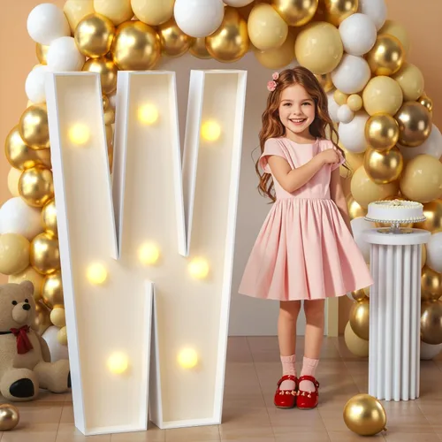 Miniatura 31 de imprsv Letras de marquesina iluminadas, letras de mosaico de 1.2 m con luz para decoración de baby shower, graduación, gran J para decoraciones