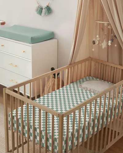 Miniatura 132 de Blissful Diary Sábanas de muselina para cuna para niñas, sábana de bebé de algodón suave bohemio para colchón de cuna estándar de 52 x 28 pulgadas
