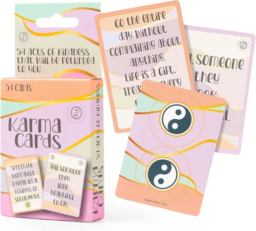 Juego de cartas Karma – 54 cartas divertidas para actos de bondad – Baraja de tarot de buen karma – 54 actos de bondad que volverán a ti