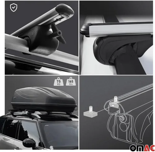 Miniatura 4 de OMAC Portaequipajes para techo con cerradura para Land Rover Discovery 2002-2004, antirrobo, gris, para viajes, kayak, canoa, surf, esquí