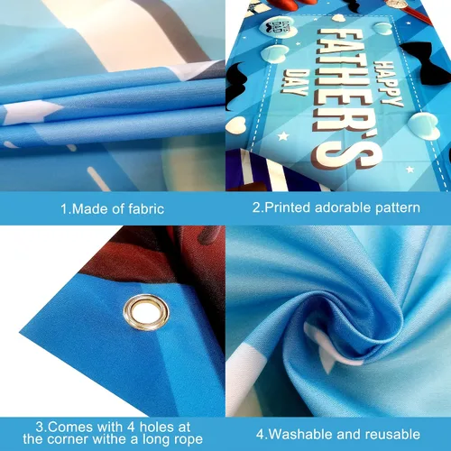 Miniatura 3 de KatchOn, Pancarta extragrande para el día del padre, 72 x 44 pulgadas, pancartas azules del día del padre, decoraciones del día del padre, Negro
