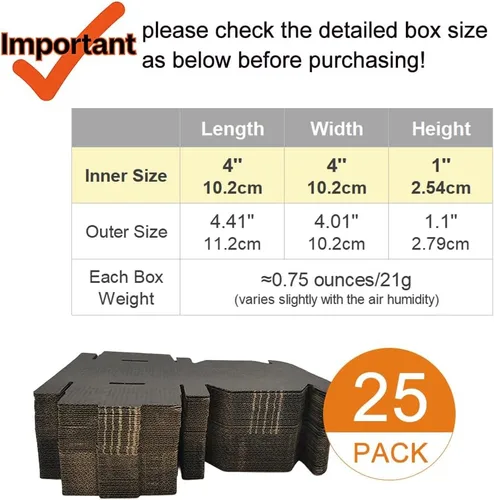 Miniatura 2 de Cajas de envío pequeñas de 4 x 4 x 1 pulgada, paquete de 25 sobres de cartón corrugado para negocios, color negro (CM441B25)