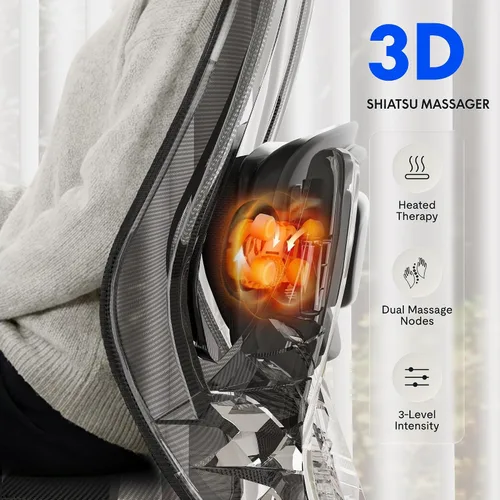Miniatura 7 de FLEXISPOT Silla de oficina de masaje con reposapiés, silla de escritorio ergonómica de respaldo alto con reposacabezas ajustable, reposabrazos 3D