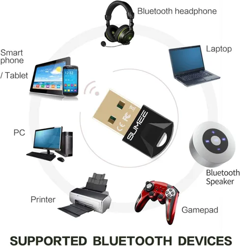 Miniatura 4 de Adaptador USB Bluetooth 5.0 dong, transmisor inalámbrico Bluetooth receptor para PC, portátil, computadora de escritorio, música estéreo, música
