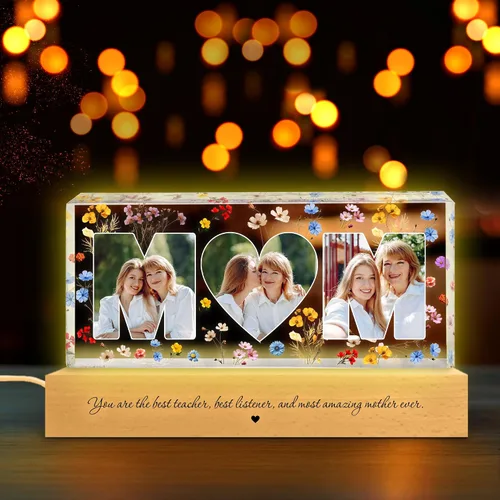 Miniatura 18 de Luz nocturna LED personalizada con collage de fotos, foto personalizada con cualquier cita y nombre, Navidad, amistad, regalos de cumpleaños