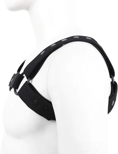 Miniatura 3 de QUYUWOWO Arnés de neopreno ajustable para hombre, arnés de pecho para el cuerpo, cinturón de interés gay hebillas de club