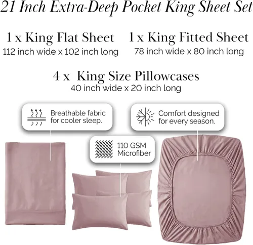 Miniatura 260 de Southshore Fine Living, Inc. Juego de 7 piezas de sábanas King divididas para cama ajustable, juego de sábanas King divididas con bolsillo de 21