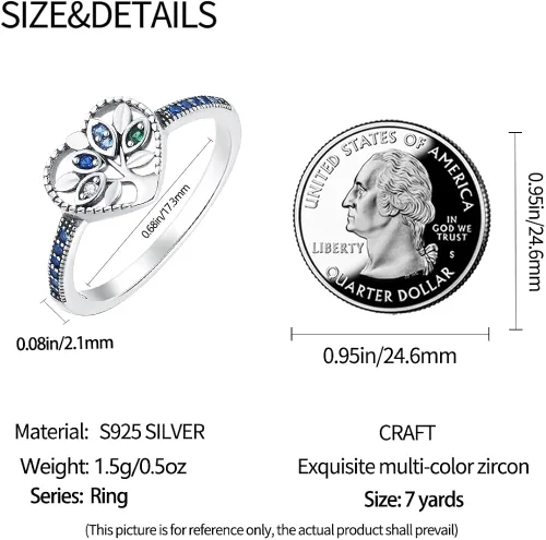 Miniatura 5 de TINSLO Anillo de plata de ley 925 con circonita de colores, anillos ajustables para mujeres, anillos sorpresa de aniversario para mujeres, anillos