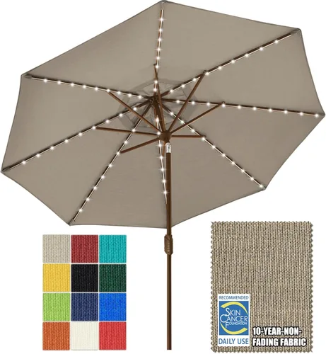 Miniatura 35 de EliteShade - Sombrilla solar de 9 pies / 2.74 metros, con 80 luces LED para patio, mesa al aire libre, con ventilación y cubierta que no se decolora