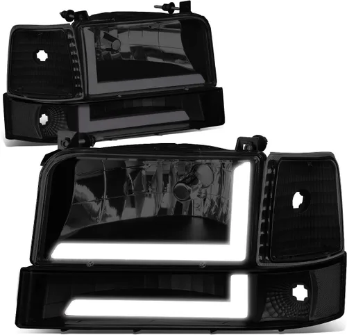 Miniatura 11 de DNA MOTORING Par de faros delanteros de barra de luz LED dual compatibles con 92-96 F150 F250 F350 Bronco, negro/ámbar, HL-LB-F15092-6P-BK-AM