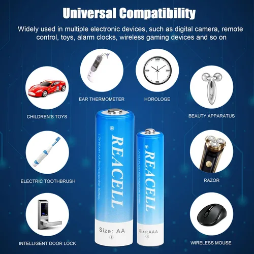 Miniatura 4 de 16 baterías recargables AA de 2800 mAh, batería AA NiMh de alta capacidad, baterías AA de 1.2 V con caja de batería