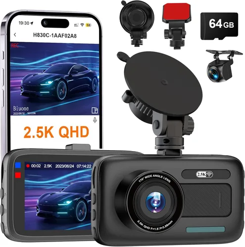 Miniatura 11 de Cámara frontal para automóvil con WiFi integrado y control de aplicación, cámara de tablero 4K con tarjeta gratuita de 32 GB, cámara de tablero