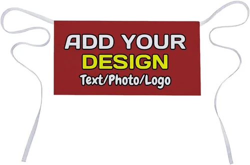 Miniatura 41 de Delantal de cintura personalizado con 3 bolsillos para añadir foto, texto, logotipo, nombre, camarera