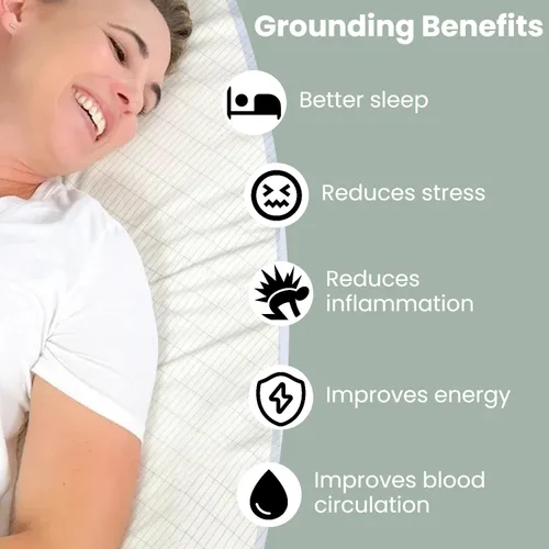 Miniatura 3 de Grounding Sheets - Sábana bajera ajustable de 15 pulgadas de profundidad, tamaño individual XL con cordón de tierra, 90% algodón orgánico + 10%
