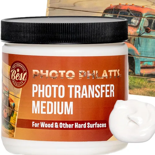 Miniatura 6 de PHOTO PHLATTS Gel medio de transferencia de fotos para transferir fotos a madera y otras superficies duras. Solución de secado transparente prémium
