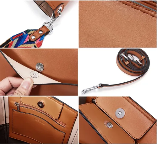 Miniatura 6 de BROMEN - Bolsa de mano de cuero para mujer bolso de hombro bolso bandolera