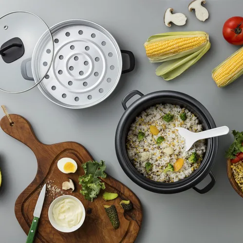 Miniatura 6 de Arrocera y vaporera Aroma Arc, 3 tazas (sin cocinar), 6 tazas (cocidas), paquete de de 1, Blanco