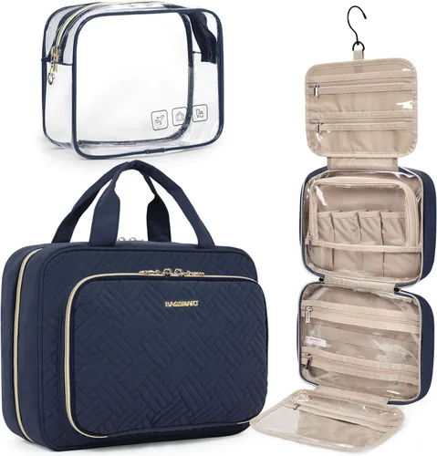 Miniatura 11 de BAGSMART Neceser de viaje colgante con organizador de maquillaje aprobado por la TSA, bolsa cosmética transparente para artículos de aseo personal