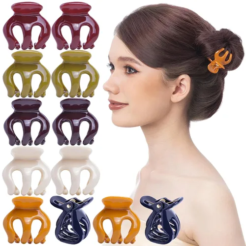 Miniatura 10 de RC ROCHE ORNAMENT 12 pinzas para el pelo de pulpo para mujer, cabello grueso o fino, calabaza, antideslizante, agarre de garra, estilo araña, pinzas
